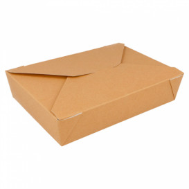 Papieren take-out Container "American" Naturel 19,7x14x4,6cm 1470ml (200 stuks) 