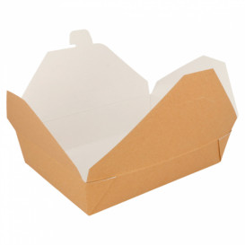 Papieren take-out Container "American" Naturel 19,7x14x4,6cm 1470ml (200 stuks) 