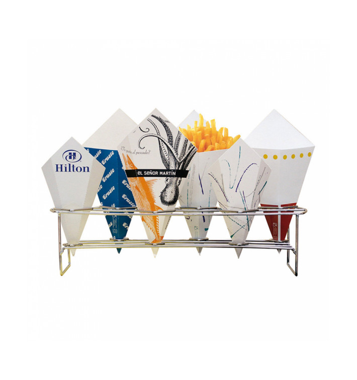 Bediening presentatie mandje 6 kegels van staal 45x14x10,8cm (16 stuks) Bediening presentatie mandje 6 kegels van staal 45x14x10,8cm (16 stuks)