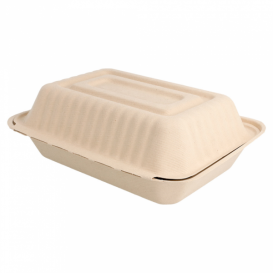 Suikerriet Gescharnierd Container "Menu Box" Naturel 22,5x16,5x6,4cm (50 stuks) 