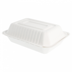 Suikerriet Gescharnierd Container "Menu Box" wit 22,5x16,5x6,4cm (200 stuks)