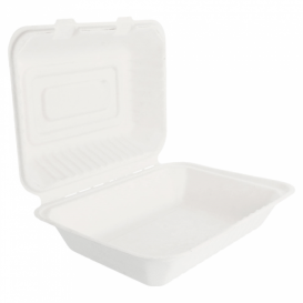 Suikerriet Gescharnierd Container "Menu Box" wit 22,5x16,5x6,4cm (200 stuks)