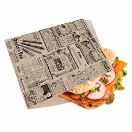 Papieren voedsel zak Vetvrij opening L vormig "Times" 16x16,5cm (500 stuks) 