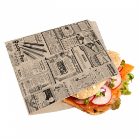 Papieren voedsel zak Vetvrij opening L vormig "Times" 16x16,5cm (5000 stuks)