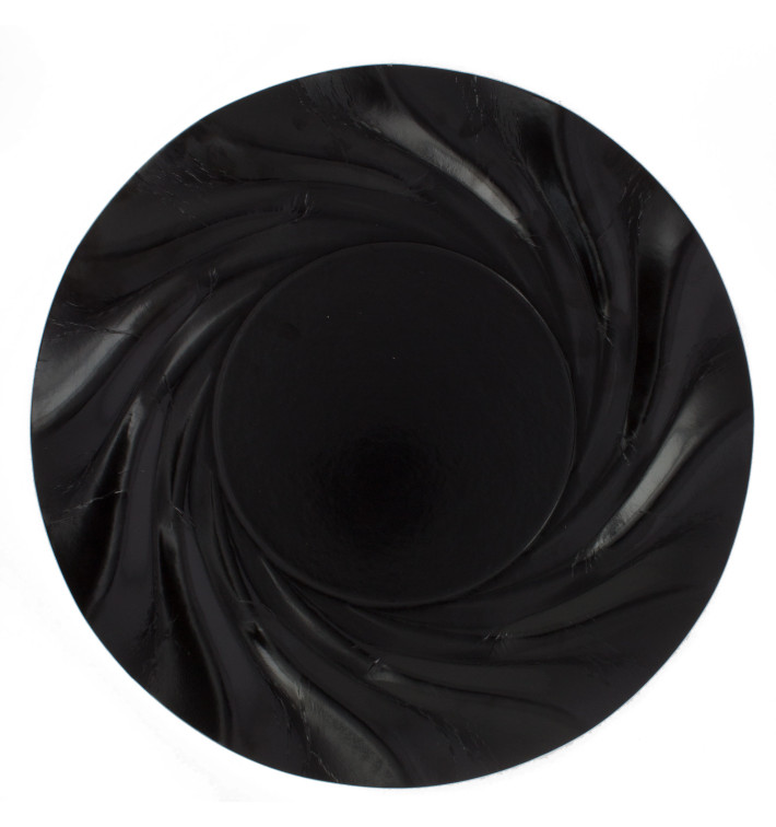 Papieren bord Rond vormig zwart "Acuario" 35cm (25 stuks) Papieren bord Rond vormig zwart "Acuario" 35cm (25 stuks)