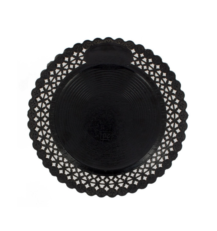 Papieren bord Rond vormig zwart 23cm (50 stuks) Papieren bord Rond vormig zwart 23cm (50 stuks)