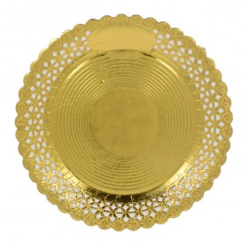 Papieren bord Rond vormig goud 35cm (100 stuks)