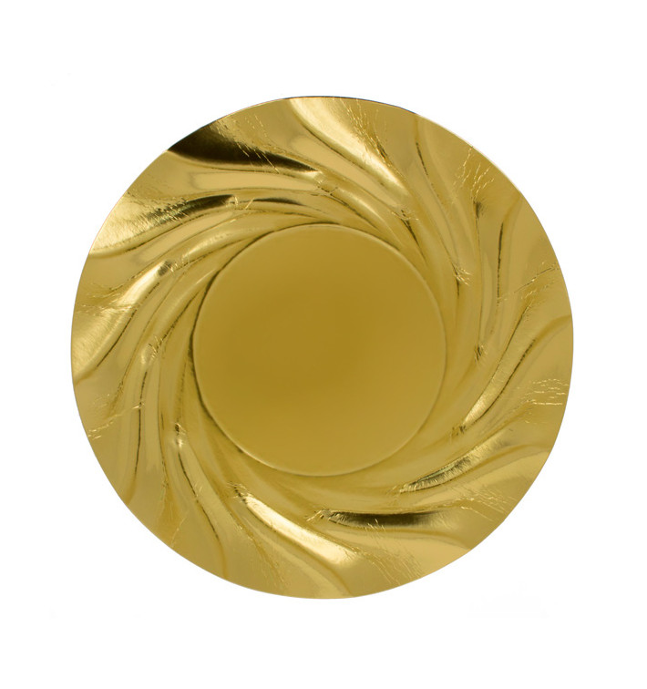 Papieren bord Rond vormig goud "Acuario" 35cm (25 stuks) Papieren bord Rond vormig goud "Acuario" 35cm (25 stuks)