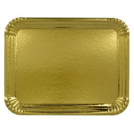 Papieren dienblad Rechthoekige vorm goud 20x27 cm (100 stuks) 