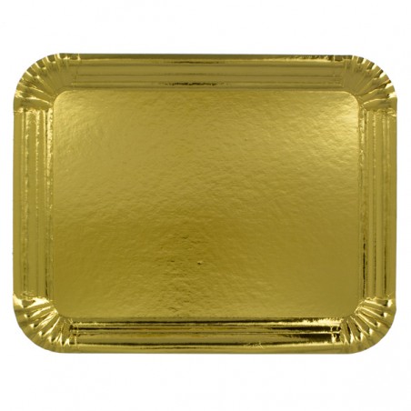 Papieren dienblad Rechthoekige vorm goud 14x21 cm (100 stuks) 