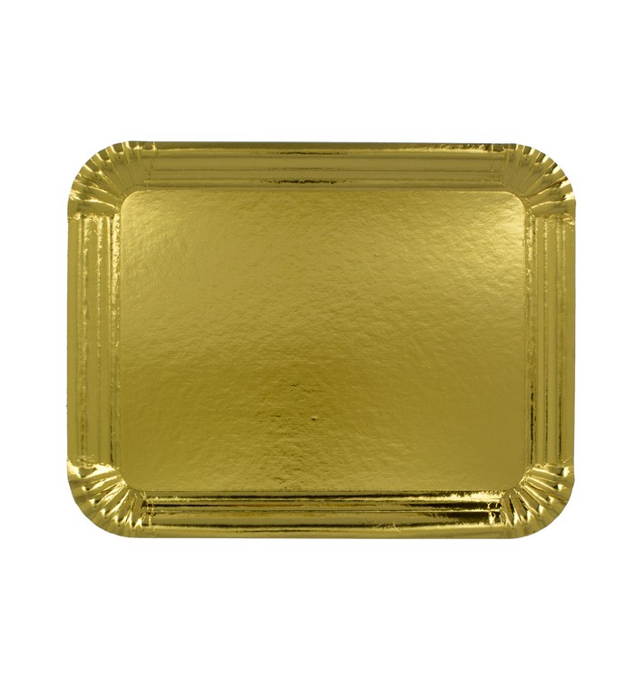 Papieren dienblad Rechthoekige vorm goud 22x28cm (100 stuks) 