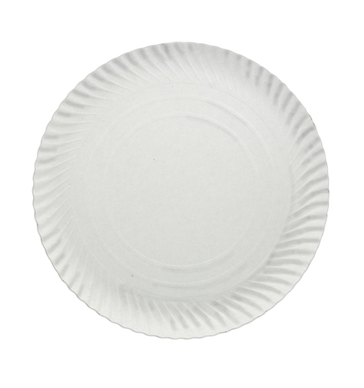 Papieren bord Rond vormig wit 21cm 500g/m2 (100 stuks) Papieren bord Rond vormig wit 21cm 500g/m2 (100 stuks)