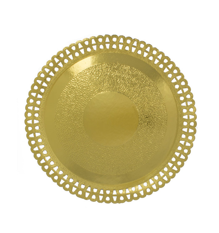 Papieren bord Rond vormig goud 3,30cm (50 stuks) Papieren bord Rond vormig goud 3,30cm (50 stuks)