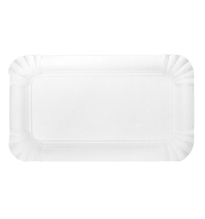 Papieren dienblad Rechthoekige vorm wit 9x15 cm (100 stuks) Papieren dienblad Rechthoekige vorm wit 9x15 cm (100 stuks)