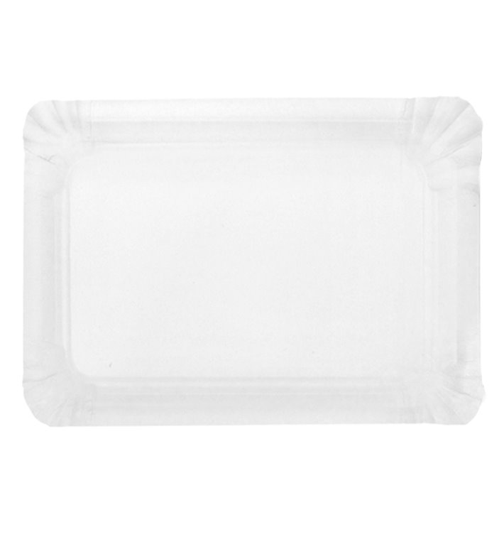 Papieren dienblad Rechthoekige vorm wit 16x22 cm (100 stuks) Papieren dienblad Rechthoekige vorm wit 16x22 cm (100 stuks)