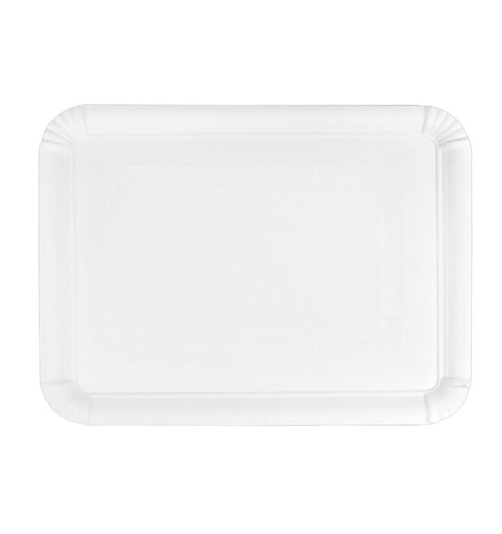 Papieren dienblad Rechthoekige vorm wit 20x27 cm (100 stuks) Papieren dienblad Rechthoekige vorm wit 20x27 cm (100 stuks)