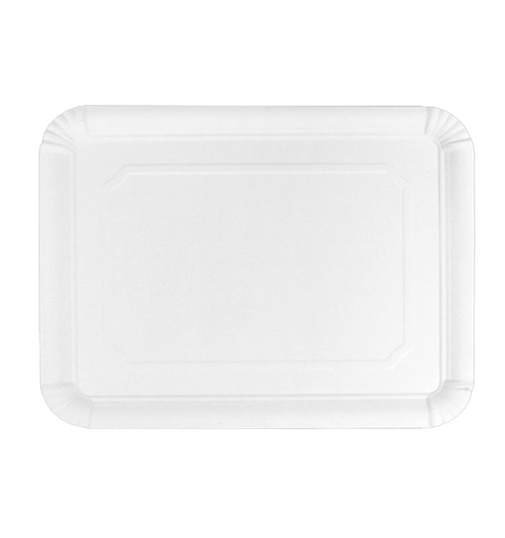 Papieren dienblad Rechthoekige vorm wit 24x30 cm (100 stuks) Papieren dienblad Rechthoekige vorm wit 24x30 cm (100 stuks)