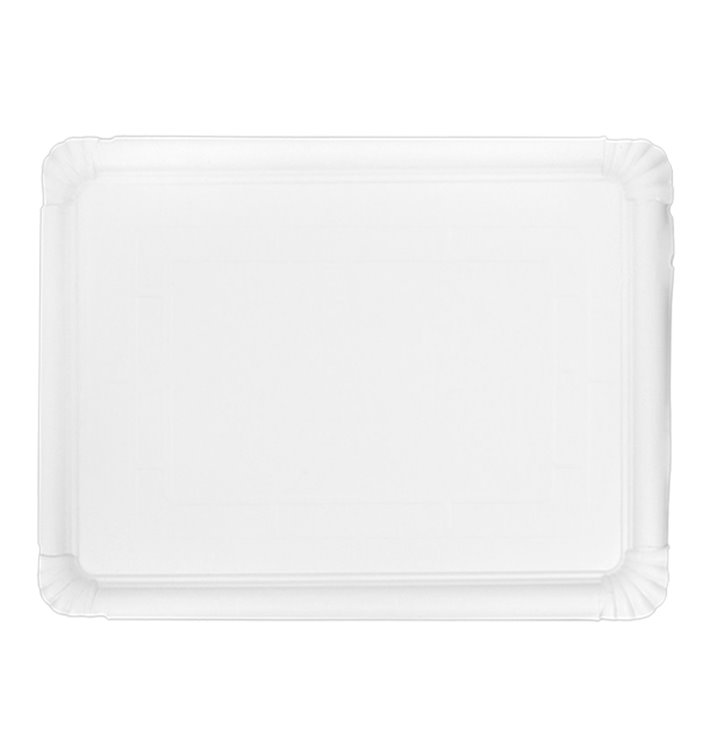 Papieren dienblad Rechthoekige vorm wit 28x36 cm (100 stuks) Papieren dienblad Rechthoekige vorm wit 28x36 cm (100 stuks)