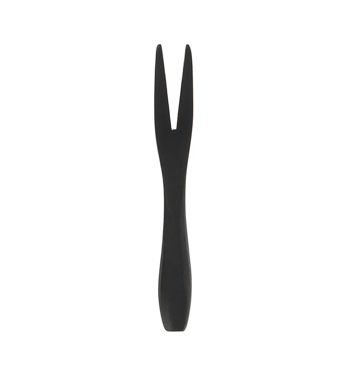 Bamboe proeving mini vork zwart 9 cm (500 stuks) Bamboe proeving mini vork zwart 9 cm (500 stuks)