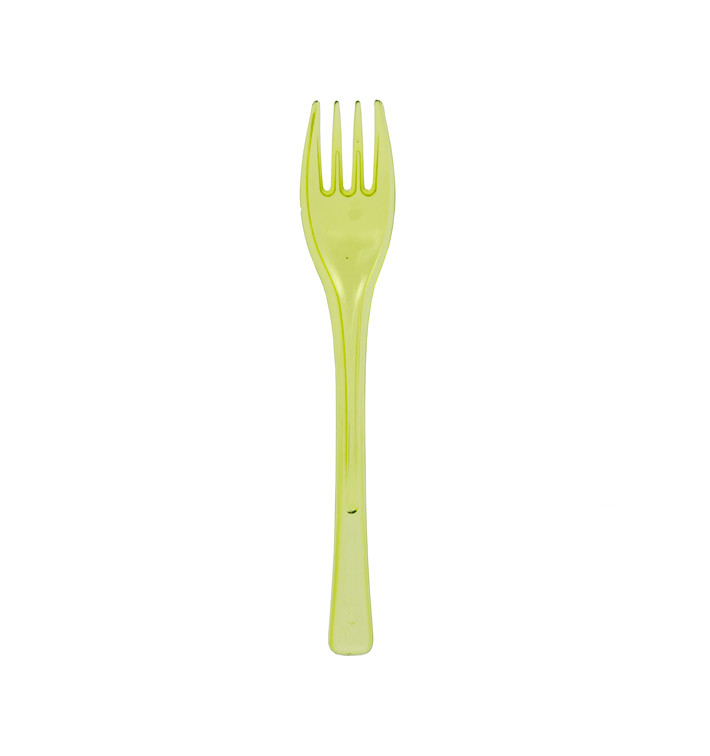 Plastic PS vork "Flen" limoengroen transparant 14cm (3000 stuks) Plastic PS vork "Flen" limoengroen transparant 14cm (3000 stuks)