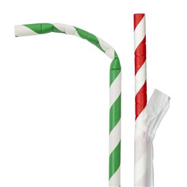 Papieren flexibele rietjes pakket verpakt Ø0,6cm 23cm (250 stuks)