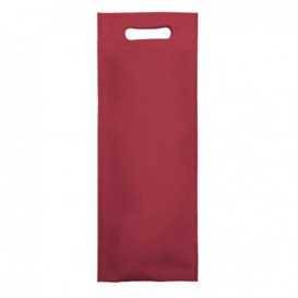 Niet geweven tas met gestanste handgrepen bordeauxrood 17+10x40cm (200 stuks)