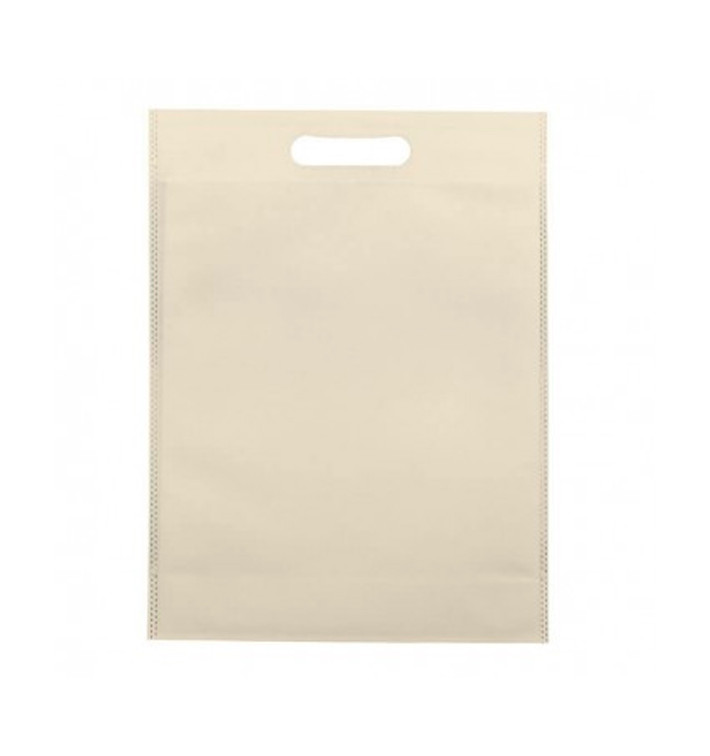 Niet geweven tas met gestanste handgrepen crème 30+10x40cm (25 stuks)