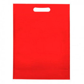 Niet geweven tas met gestanste handgrepen rood 30+10x40cm (25 stuks)