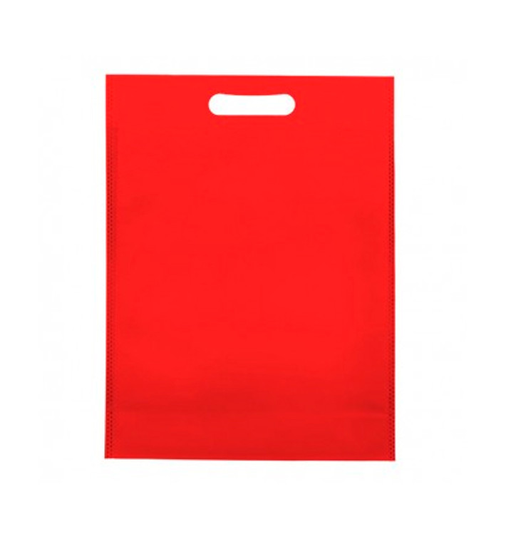 Niet geweven tas met gestanste handgrepen rood 30+10x40cm (200 stuks) Niet geweven tas met gestanste handgrepen rood 30+10x40cm (200 stuks)