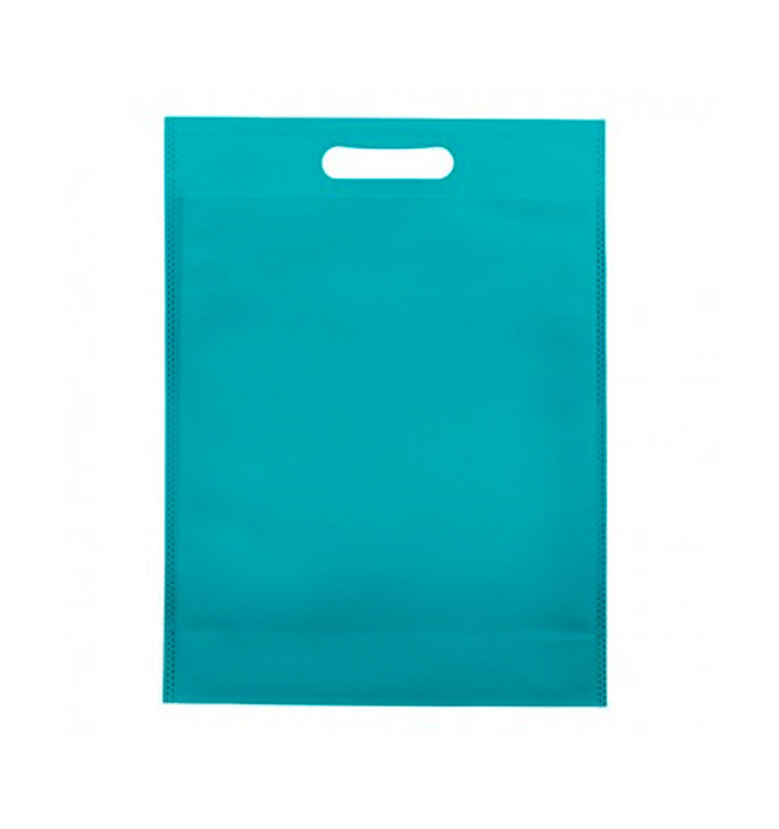 Niet geweven tas met gestanste handgrepen aquamarijn 30+10x40cm (200 stuks) Niet geweven tas met gestanste handgrepen aquamarijn 30+10x40cm (200 stuks)