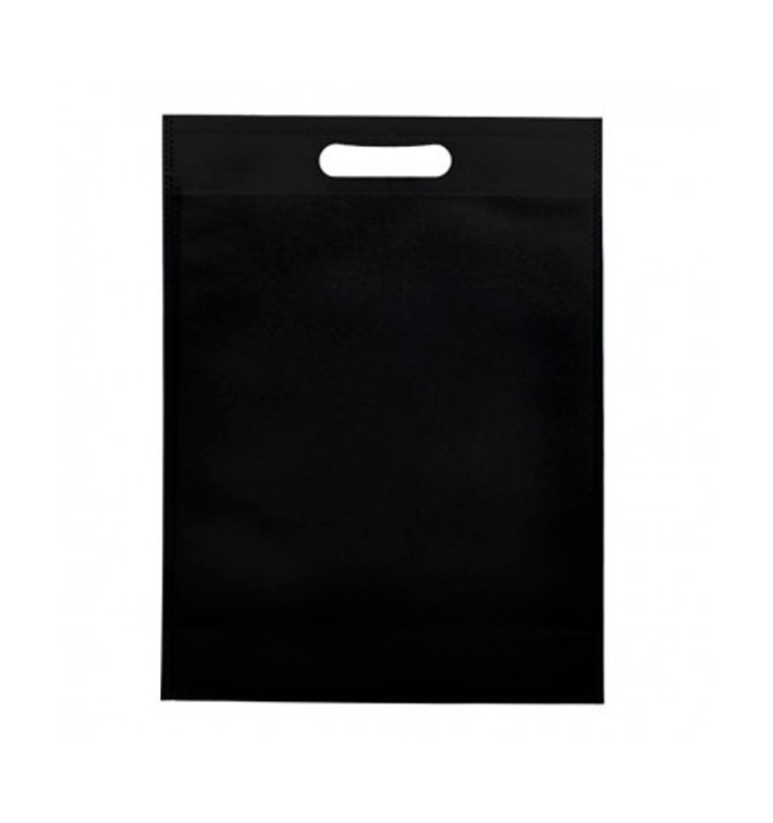 Niet geweven tas met gestanste handgrepen zwart 30+10x40cm (200 stuks) Niet geweven tas met gestanste handgrepen zwart 30+10x40cm (200 stuks)