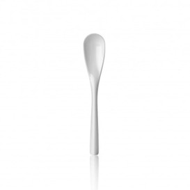 Plastic PS thee lepel "Mokkalepel" wit 10cm 