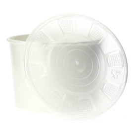 Papieren Container met Plastic Deksel wit PP 736ml (25 stuks) 