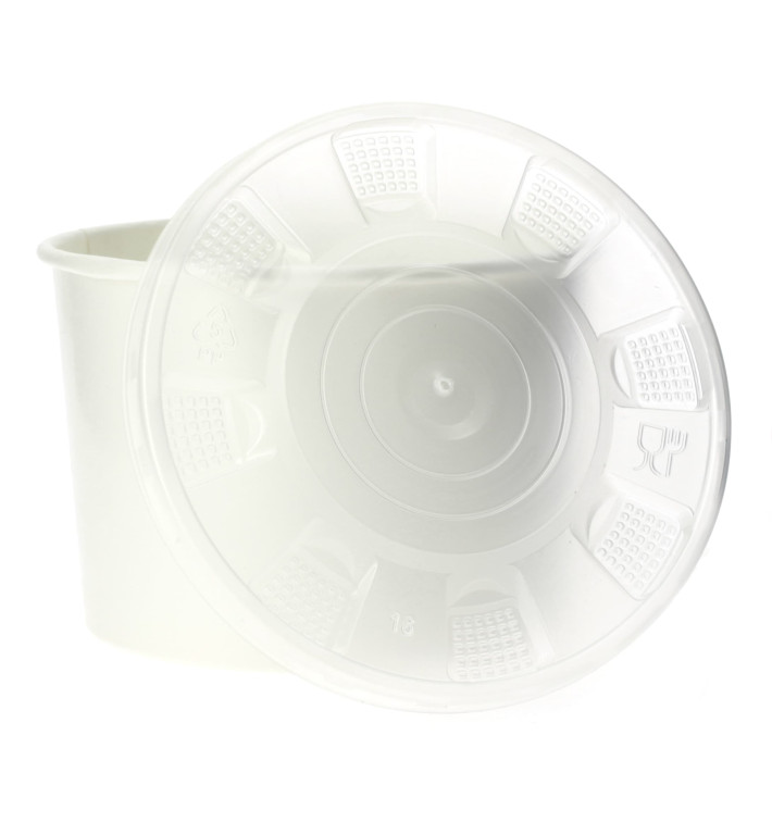 Papieren Container met Plastic Deksel wit PP 736ml (25 stuks) Papieren Container met Plastic Deksel wit PP 736ml (25 stuks)