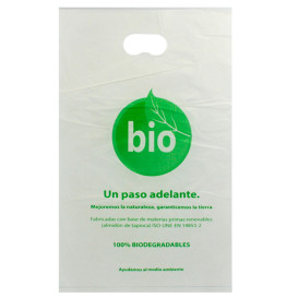 Plastic zak met gestanst handvat 100% Biologisch afbreekbaar 20x33cm (100 stuks)