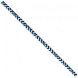 Papieren rechte rietjes blauw en wit Ø0,6cm 20cm (100 stuks) 
