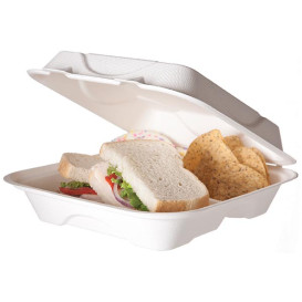 Suikerriet Gescharnierd Container wit 3C 23x15x7,5cm (200 stuks)