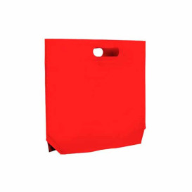 Niet geweven tas met gestanste handgrepen rood 34+8x26cm (25 stuks)