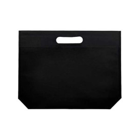 Niet geweven tas met gestanste handgrepen zwart 34+8x26cm (25 stuks)