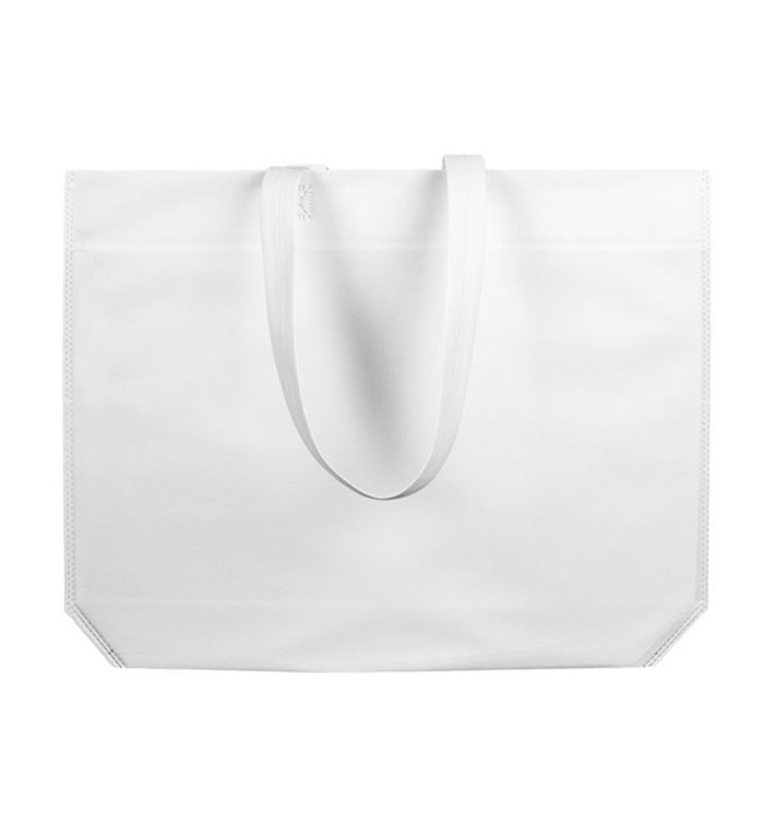 Niet geweven tas met lange hengsels wit 48+10x35cm (200 stuks) Niet geweven tas met lange hengsels wit 48+10x35cm (200 stuks)