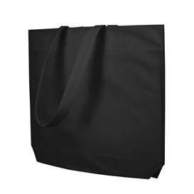 Niet geweven tas met lange hengsels zwart 48+10x35cm (25 stuks)