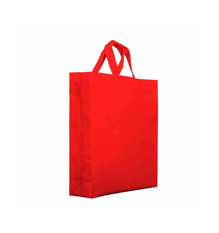 Niet geweven PREMIUM tas met korte hengsels rood 25+10x30cm (200 stuks) Niet geweven PREMIUM tas met korte hengsels rood 25+10x30cm (200 stuks)
