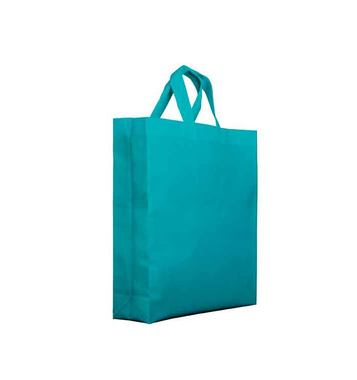 Niet geweven PREMIUM tas met korte hengsels aquamarijn 25+10x30cm (200 stuks) Niet geweven PREMIUM tas met korte hengsels aquamarijn 25+10x30cm (200 stuks)