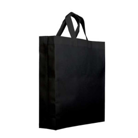 Niet geweven PREMIUM tas met korte hengsels zwart 25+10x30cm (25 stuks)