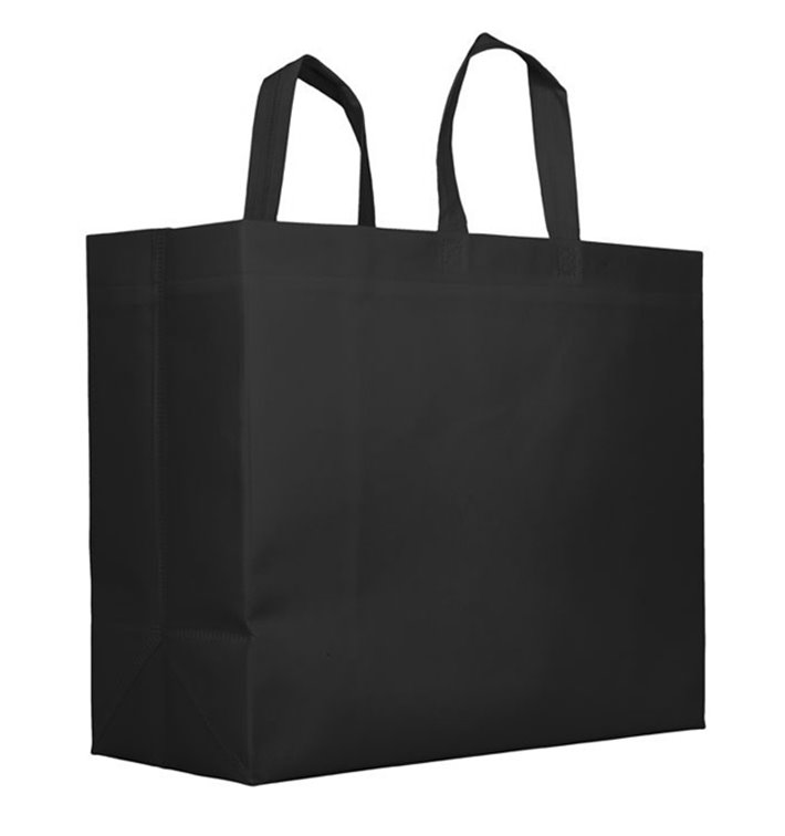 Niet geweven PREMIUM tas met korte hengsels zwart 45+12x40cm (25 stuks) Niet geweven PREMIUM tas met korte hengsels zwart 45+12x40cm (25 stuks)