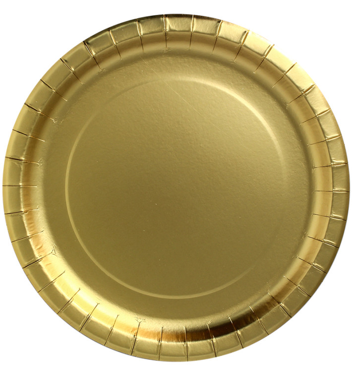 Papieren bord Rond vormig "Party Shinen" goud Ø29cm (60 stuks) Papieren bord Rond vormig "Party Shinen" goud Ø29cm (60 stuks)