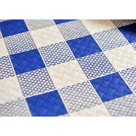 Voorgesneden papieren tafelkleed blauw Checkers 40g 1,2x1,2m (300 stuks) 