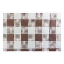 Voorgesneden papieren tafelkleed bruin Checkers 40g 1x1m (400 stuks) 