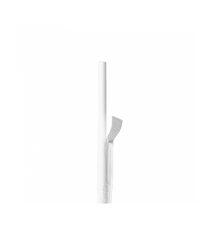 Papieren rechte rietjes wit verpakt met wit omhulsel Ø0,8cm 20cm (300 stuks) Papieren rechte rietjes wit verpakt met wit omhulsel Ø0,8cm 20cm (300 stuks)