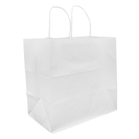 Papieren zak met handgrepen kraft wit 80g 30+18x29cm (25 stuks) 